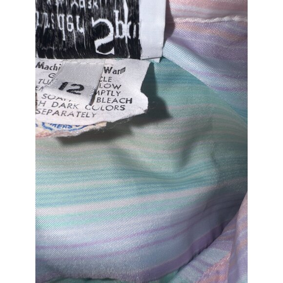 Vintage Schrader Sport Pastel Striped Shirt Dress Size 12 - Picture 6 of 10